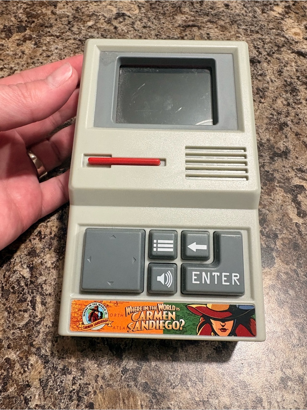 Vintage Carmen Sandiego Handheld Electronic Game - Gray/Red